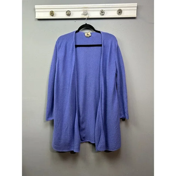 Alpaca International Cardigan Womens L/XL Blue 100% Baby Alpaca Open Front Peru - Picture 1 of 7